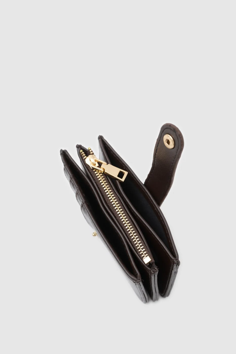 Faux leather wallet for women in dark brown