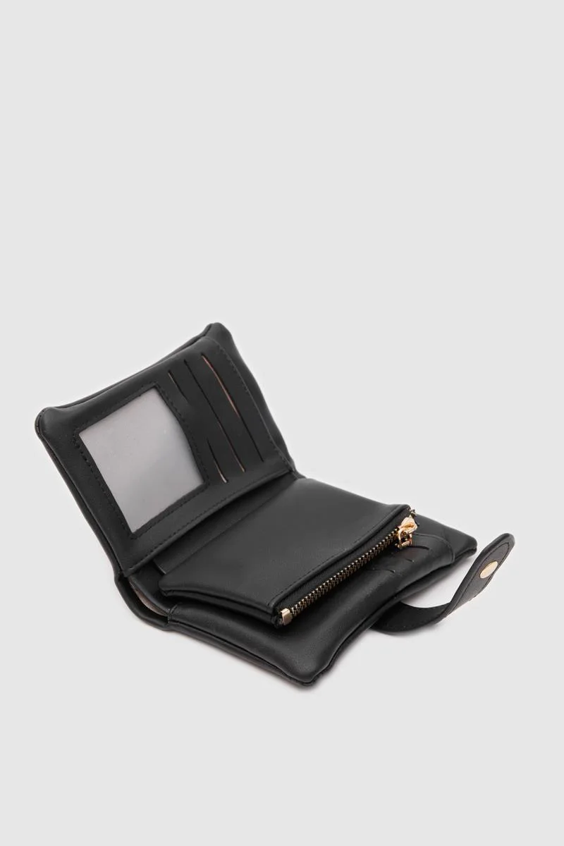 Faux leather wallet for daily use in black