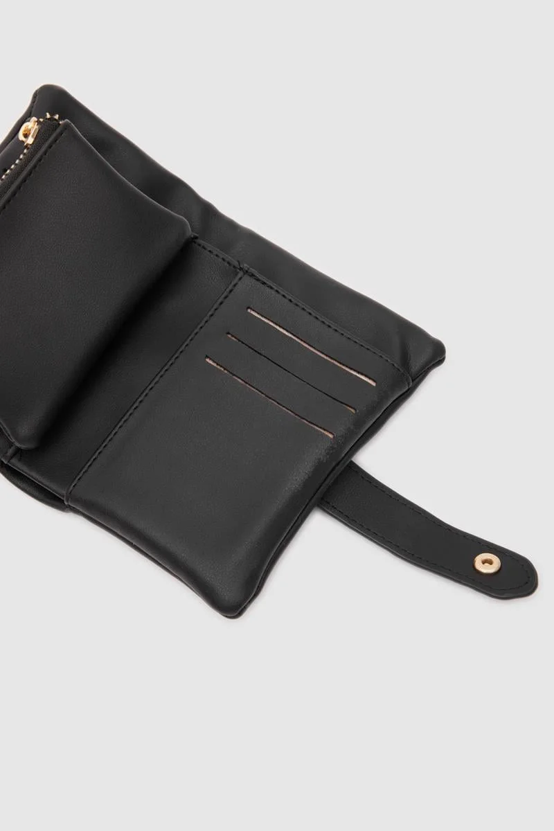 Faux leather wallet for daily use in black