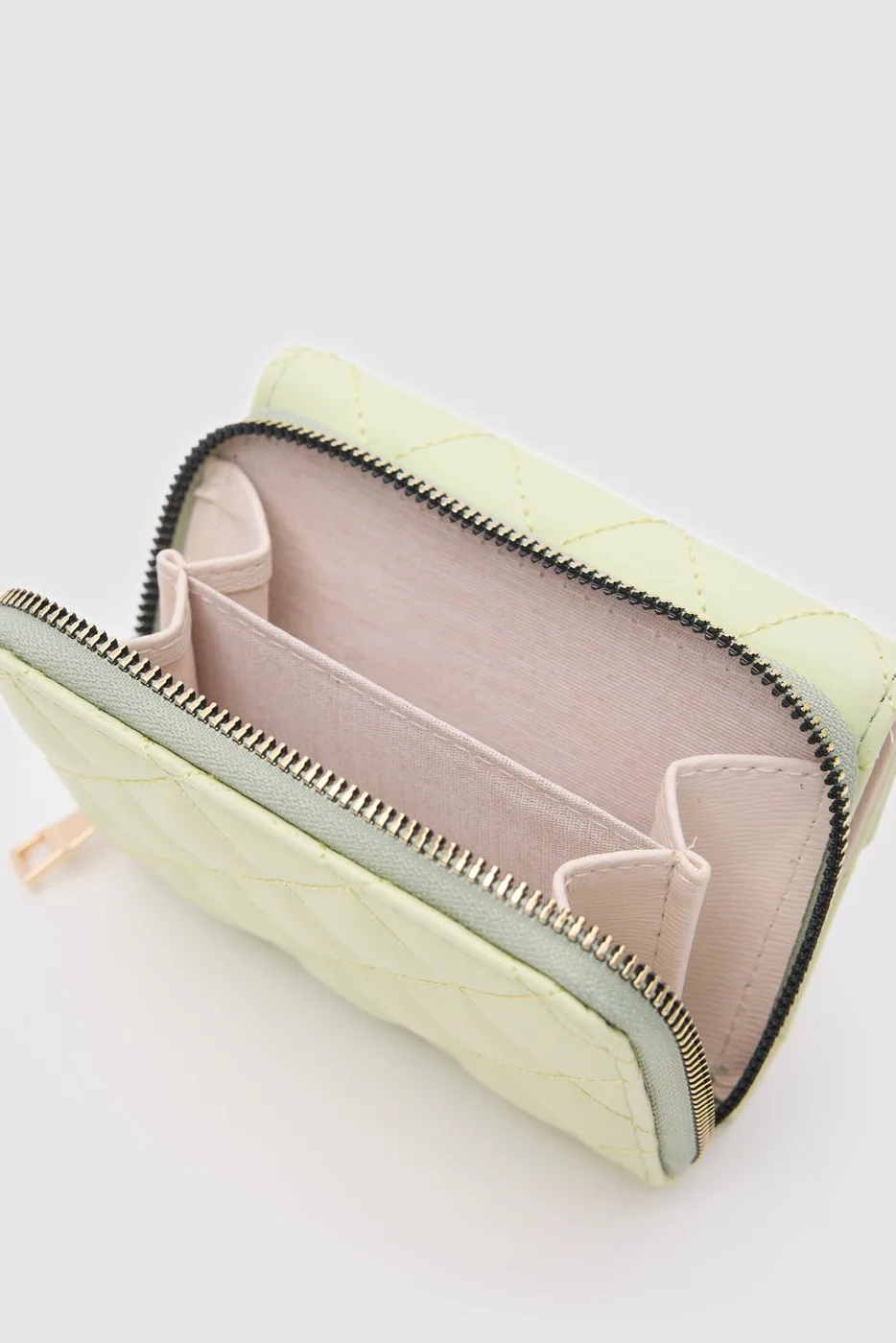 Faux leather wallet with embroidery detail in mint