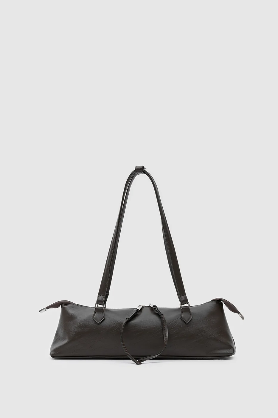 canvas baguette bag in brown