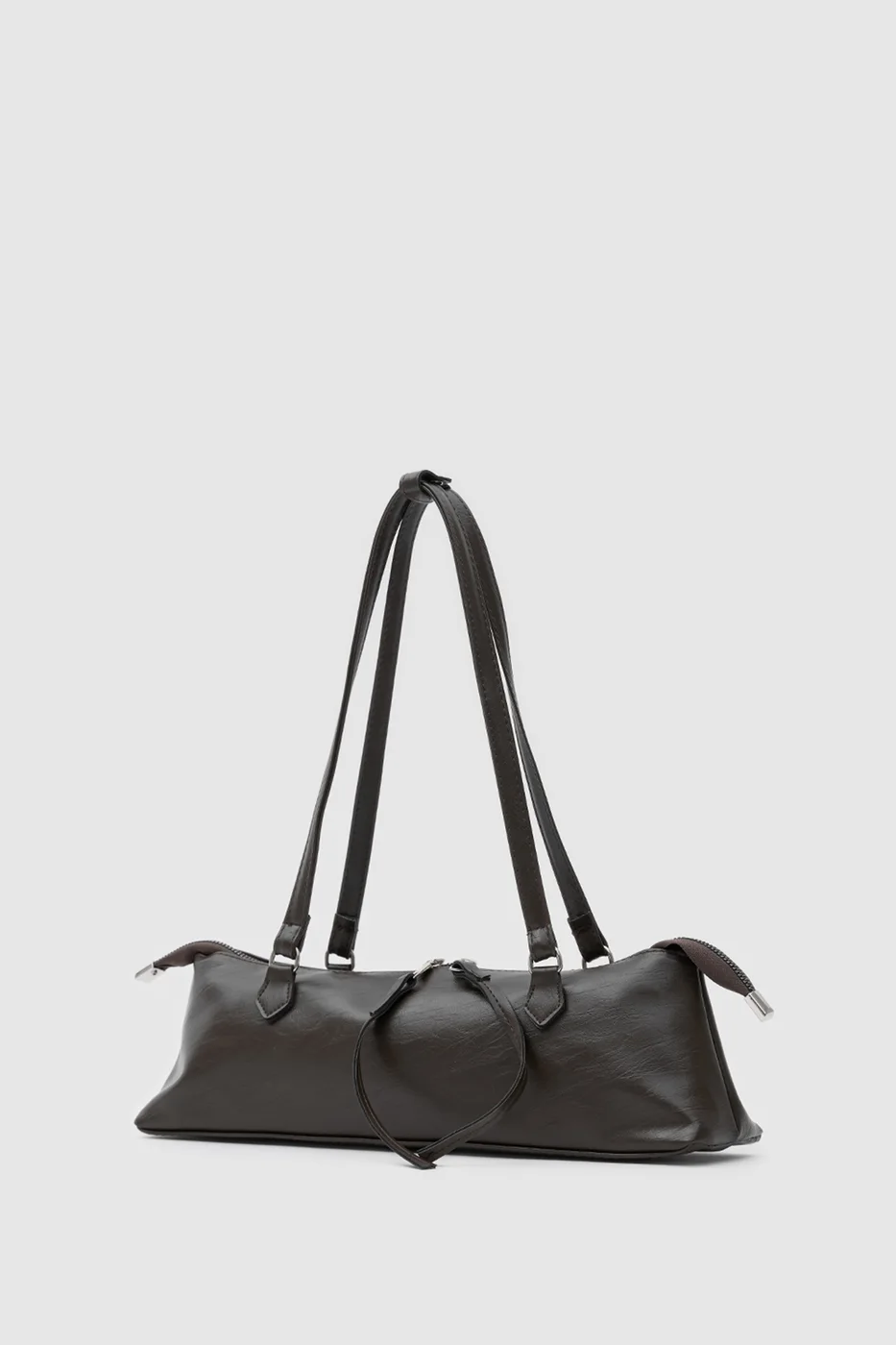 canvas baguette bag in brown