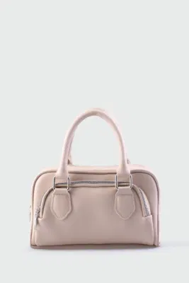 Faux leather crossbody bag in beige