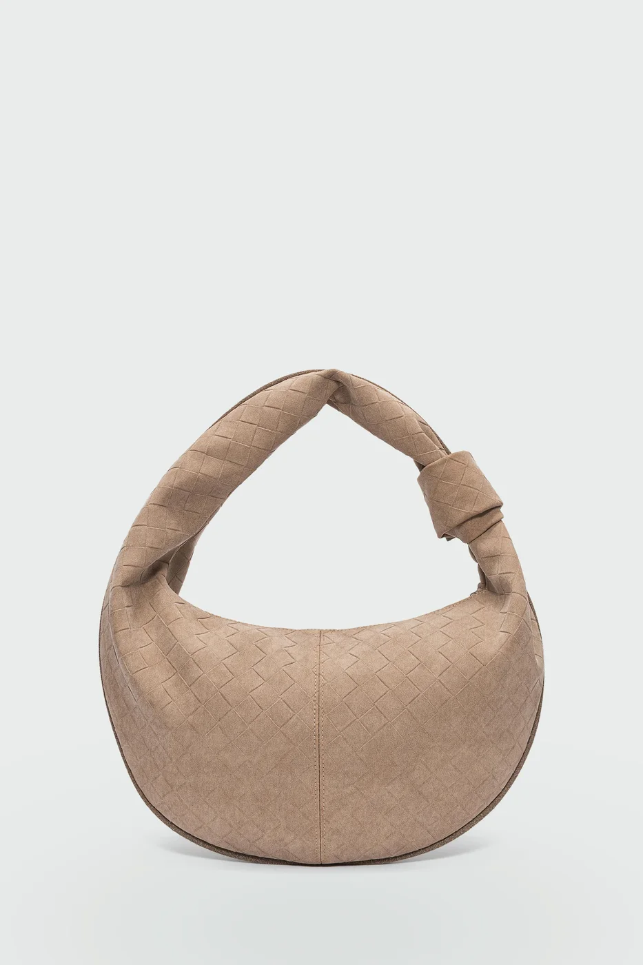 faux suede shoulder bag in taupe