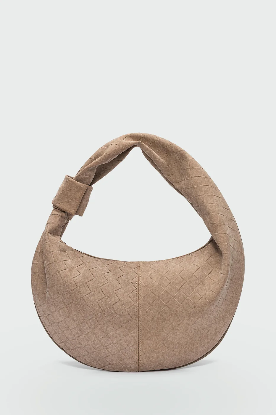 faux suede shoulder bag in taupe