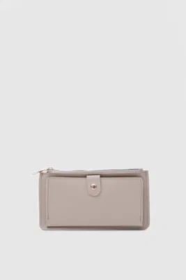 faux leather wallet in beige