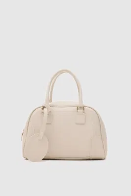 Faux leather crossbody bag in beige