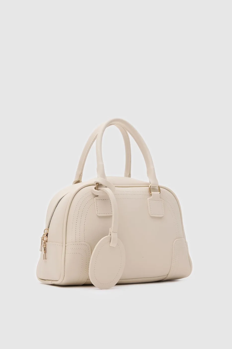 Faux leather crossbody bag in beige