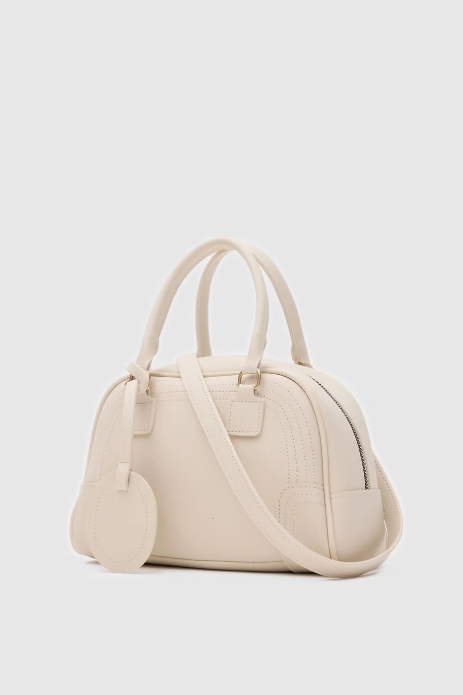Faux leather crossbody bag in beige