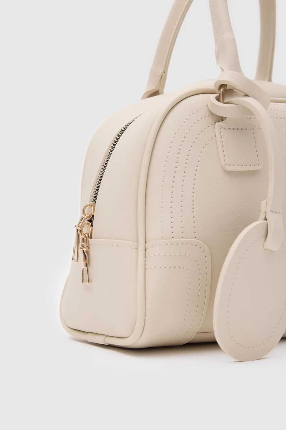 Faux leather crossbody bag in beige