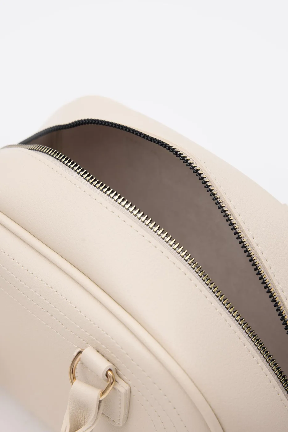 Faux leather crossbody bag in beige