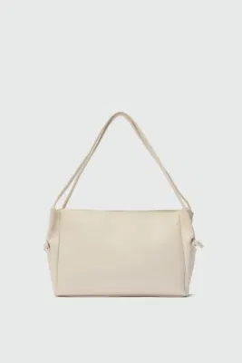 Faux leather shoulder bag for women in cream