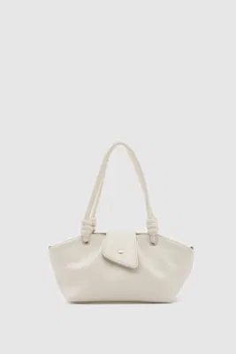 Faux Leather Crossbody Bag in cream