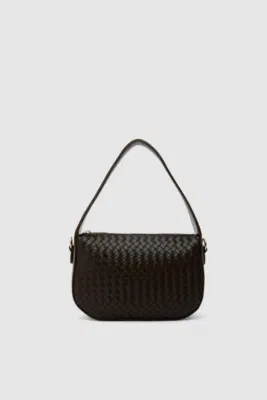 Faux leather baguette bag in brown