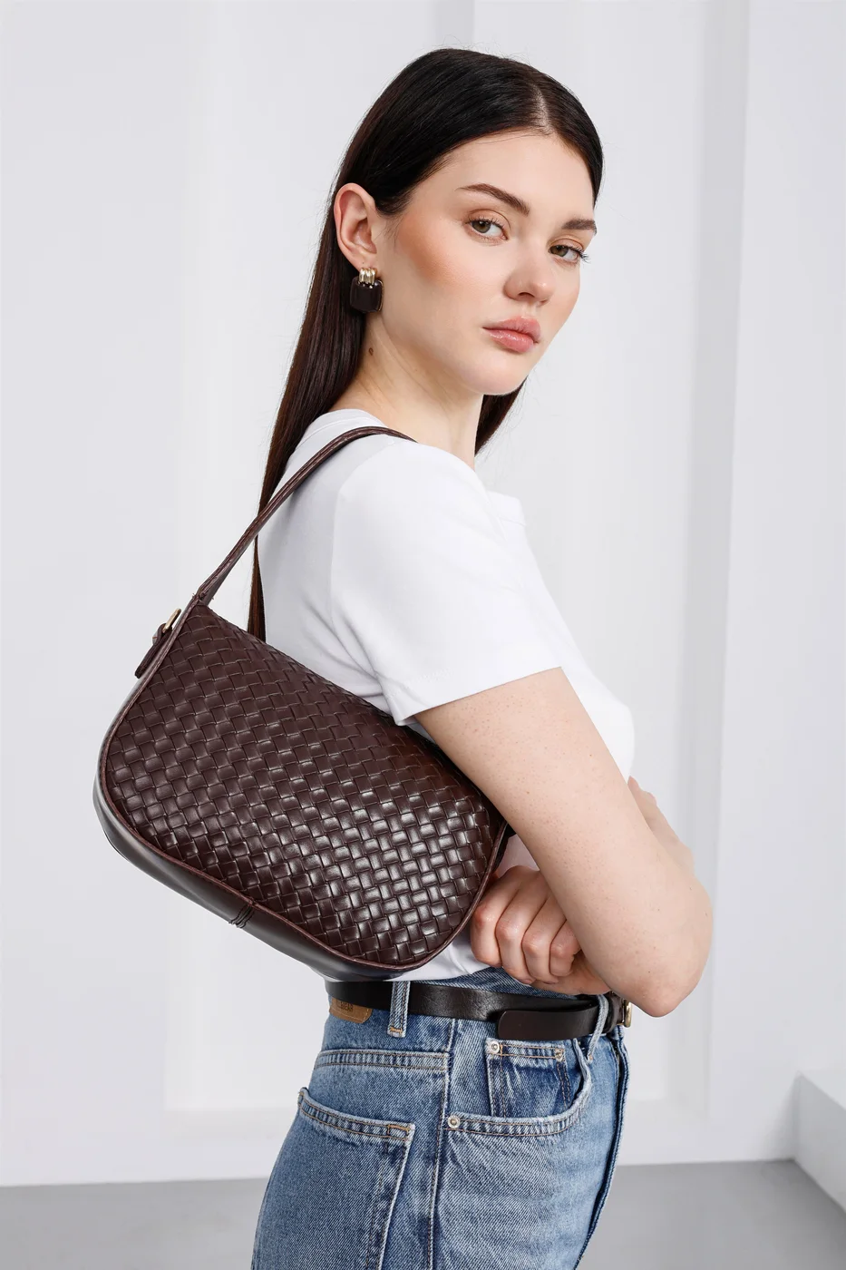 Faux leather baguette bag Faux leather baguette bag in brown