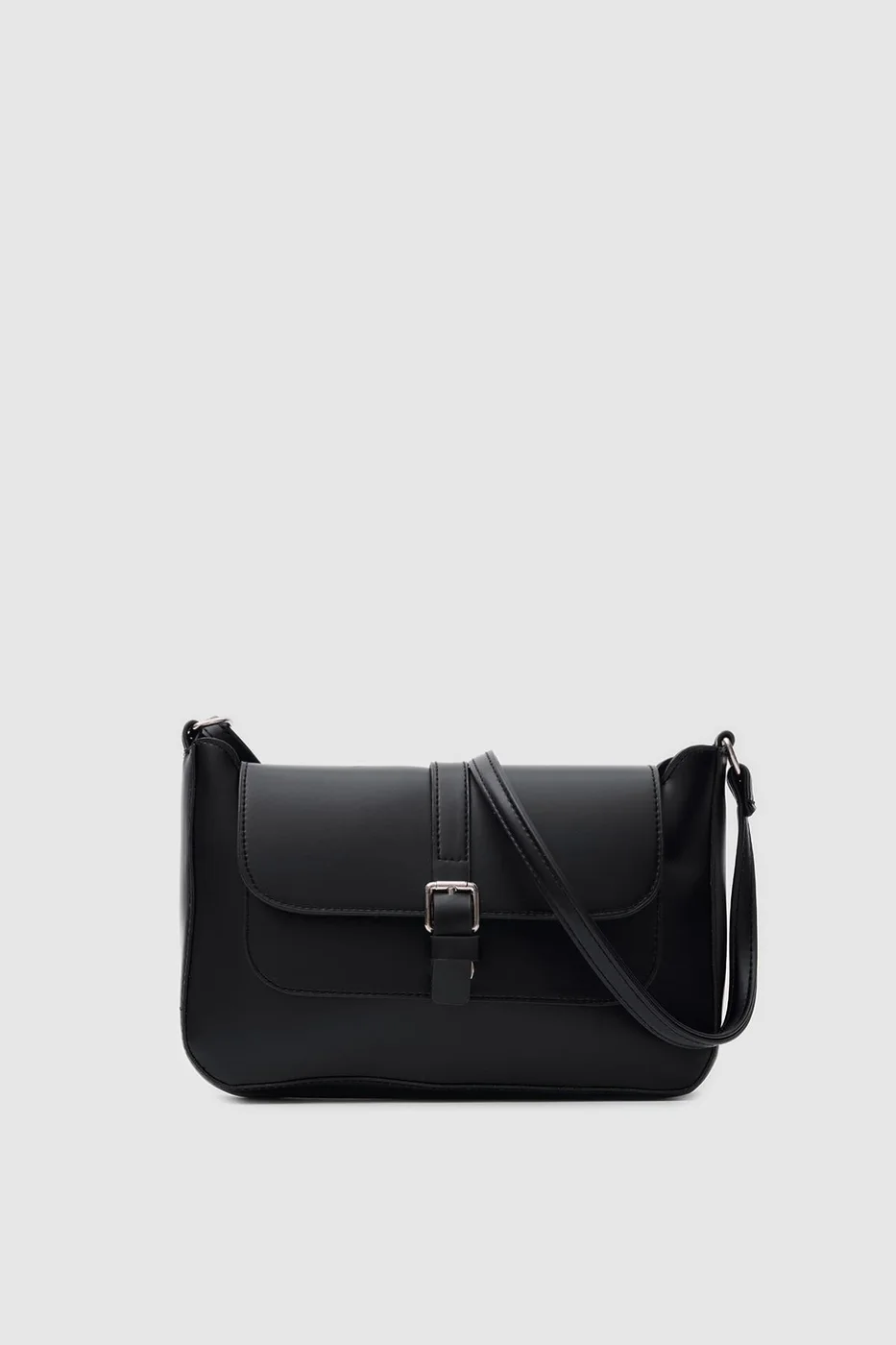 Faux leather crossbody bag in black