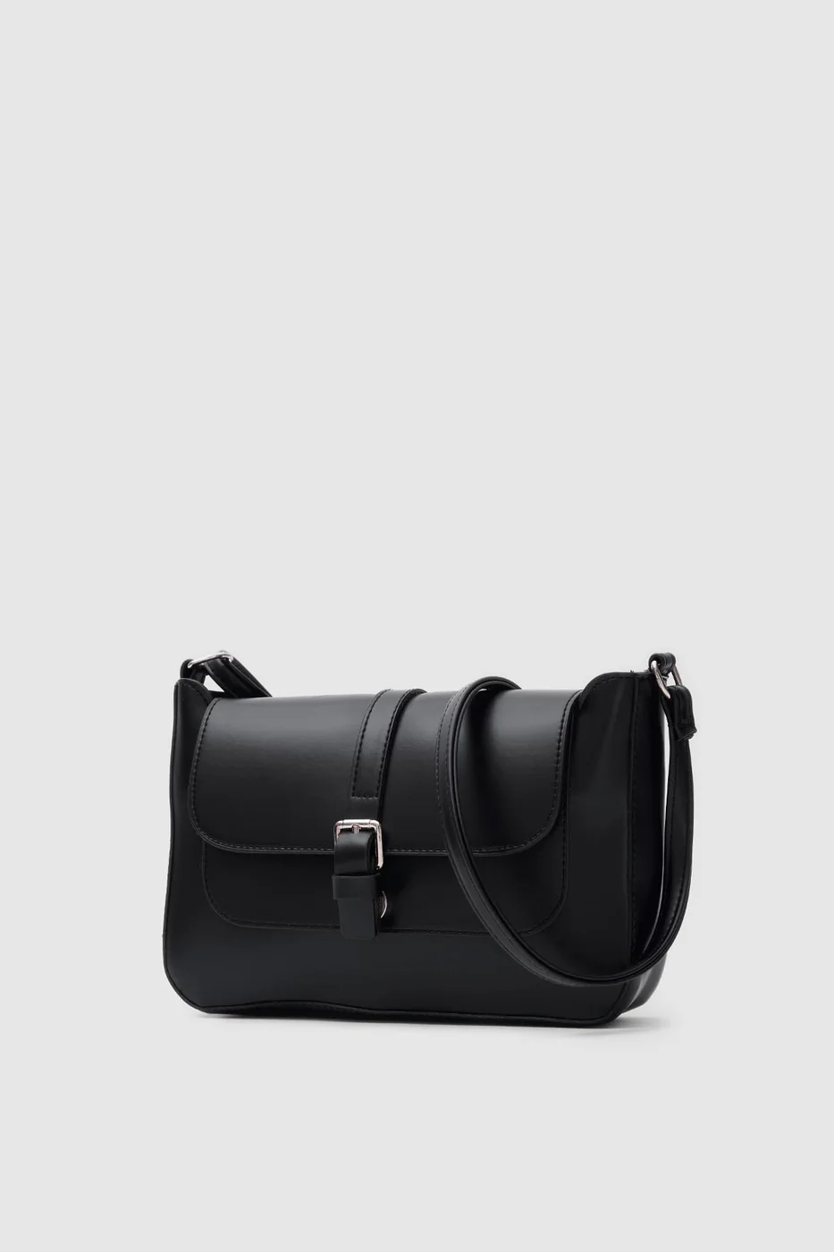 Faux leather crossbody bag in black