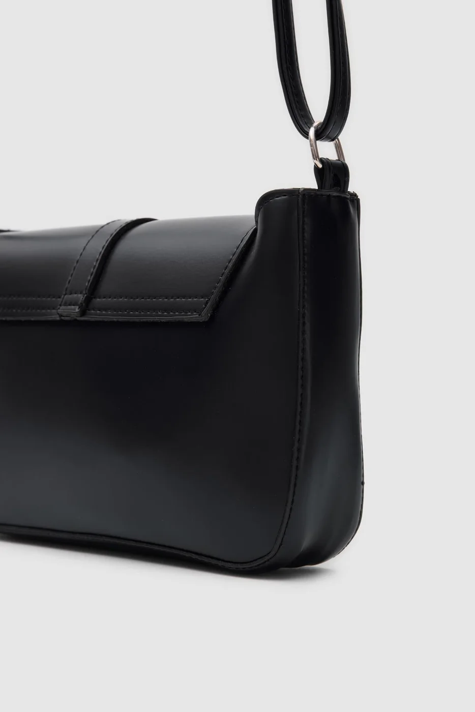 Faux leather crossbody bag in black