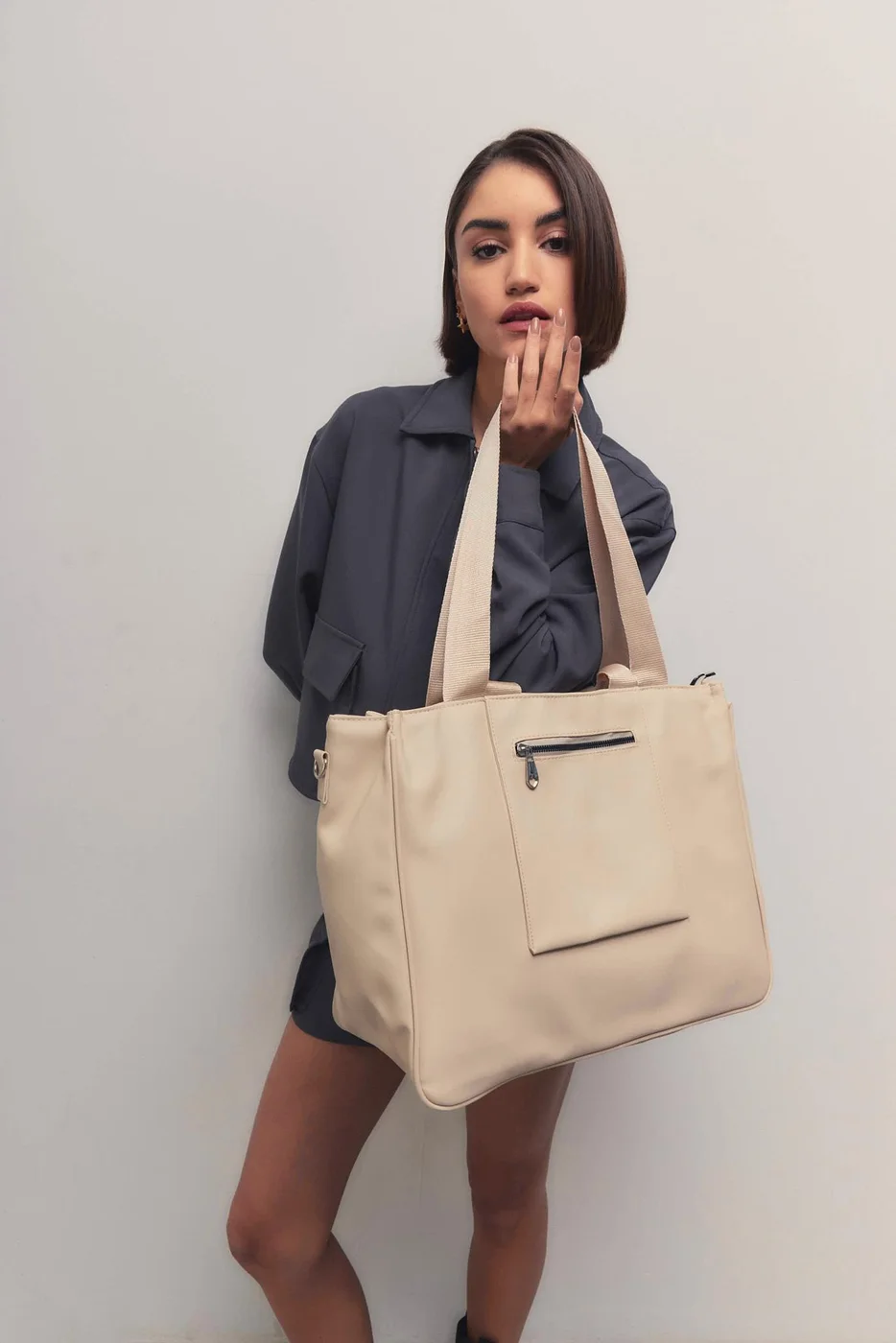 faux leather shoulder bag