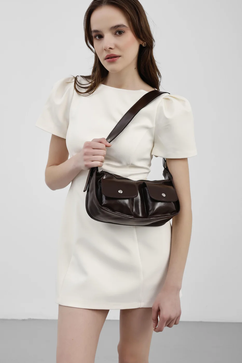 Faux leather shoulder bag Faux leather shoulder bag in brown