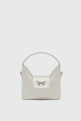 Faux leather crossbody bag in cream