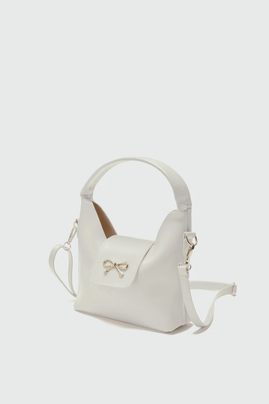 Faux leather crossbody bag in cream