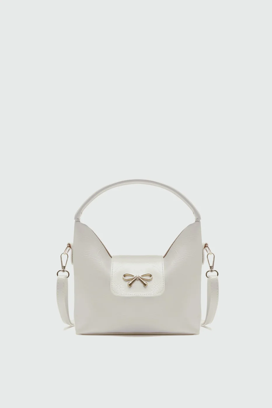 Faux leather crossbody bag in cream