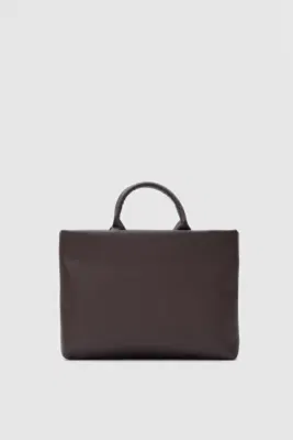 Faux leather shoulder bag in dark brown