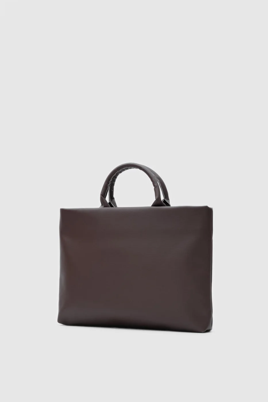 Faux leather shoulder bag in dark brown