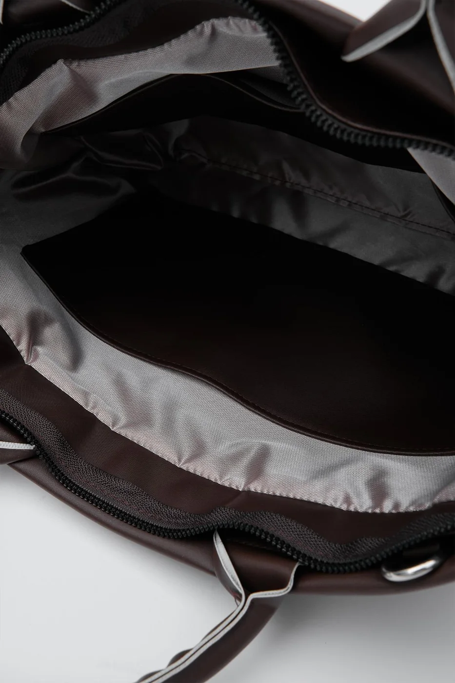 Faux leather shoulder bag in dark brown
