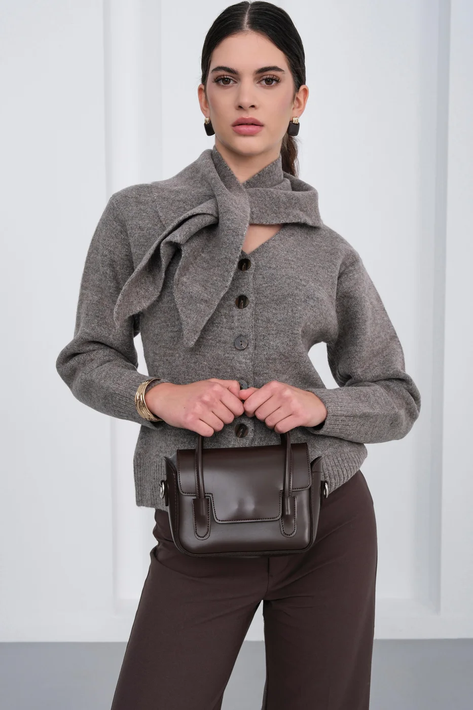 Faux Leather Crossbody Bag in brown