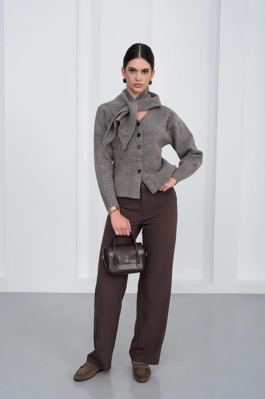 Faux Leather Crossbody Bag in brown