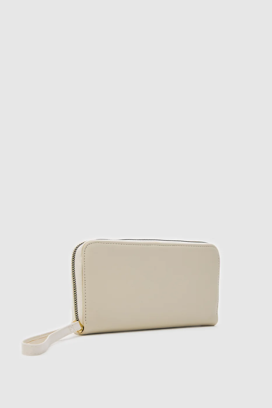 Faux leather wallet in cream