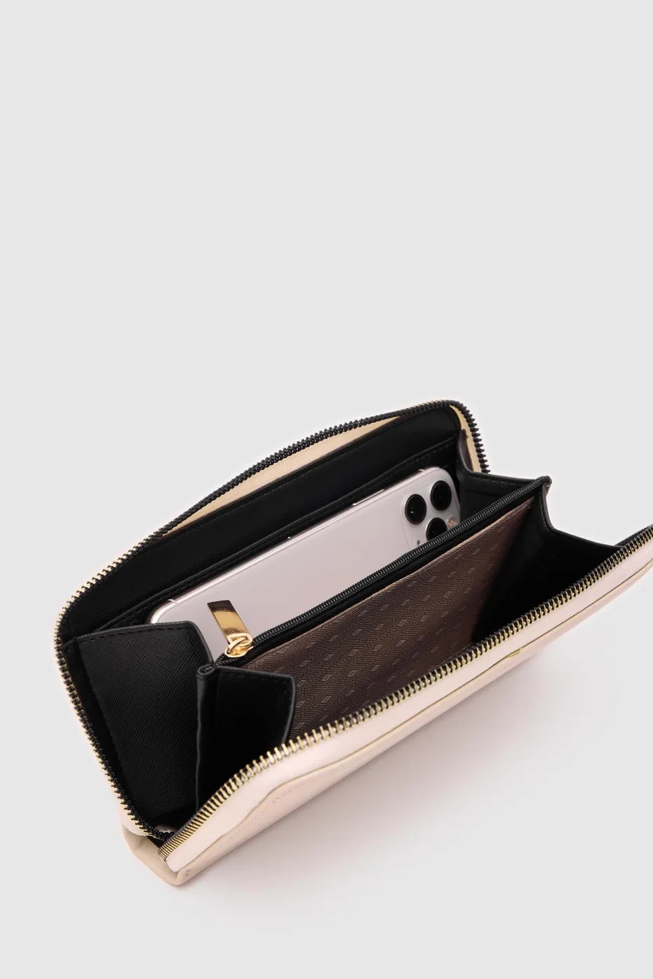 Faux leather wallet in cream