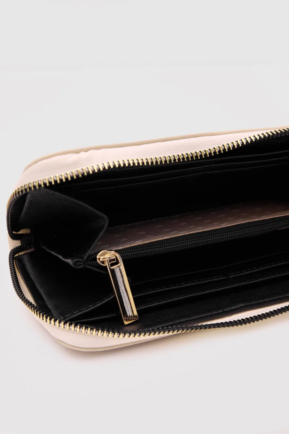 Faux leather wallet in cream