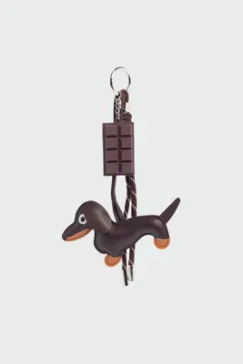 bag charm with dog and chocolate design