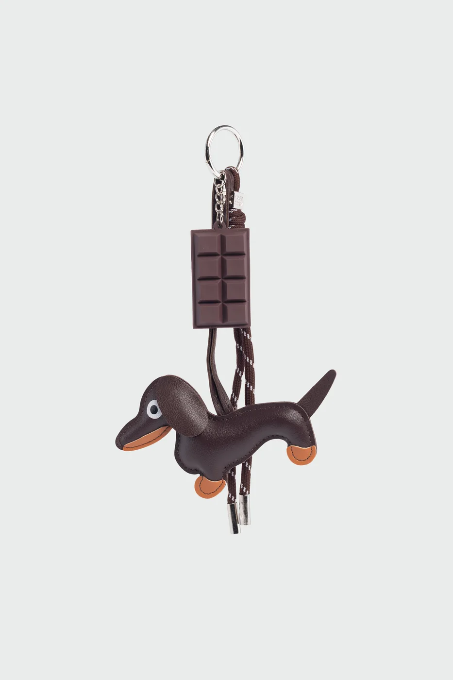 bag charm with dog and chocolate design
