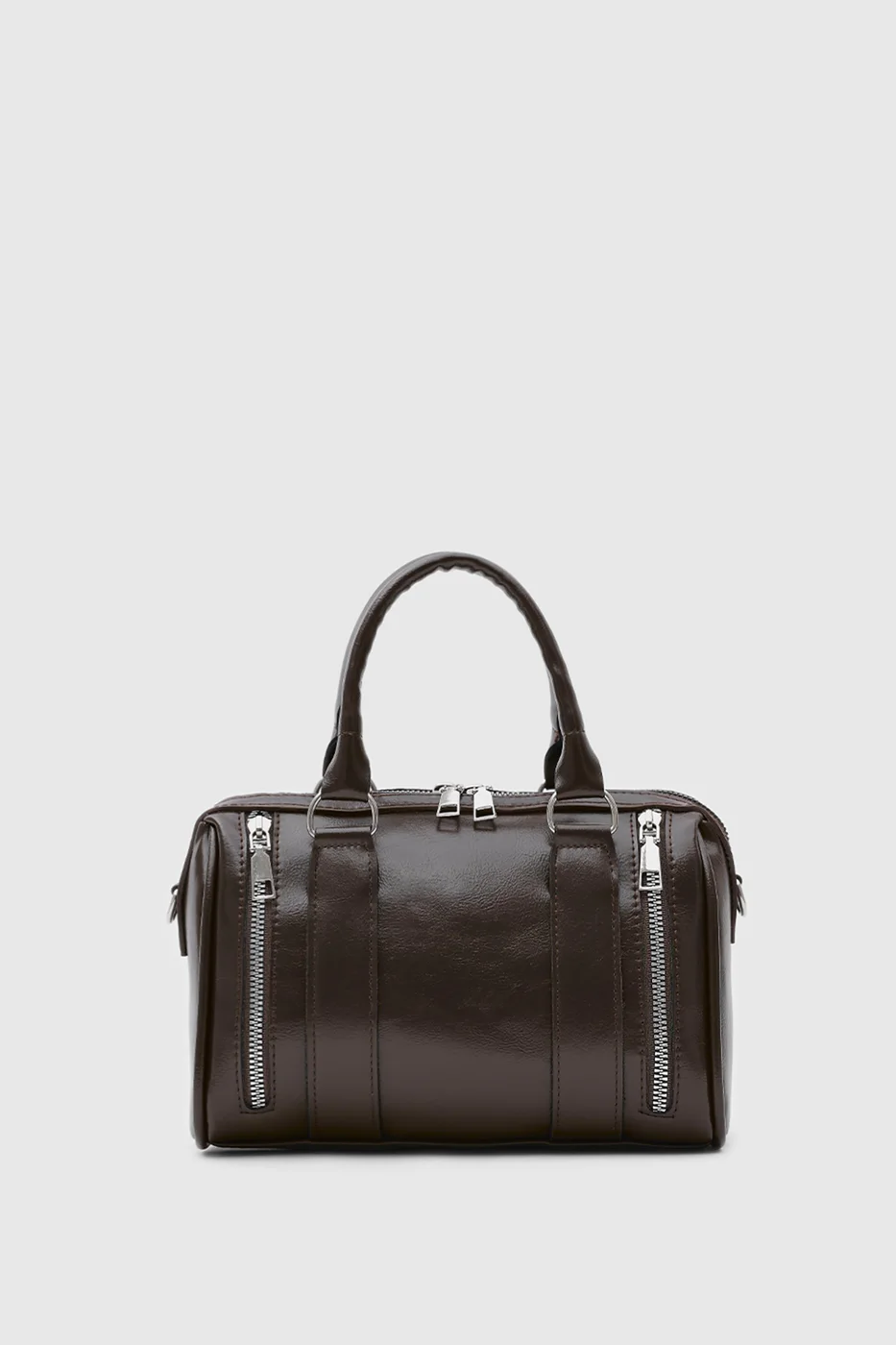 Faux leather crossbody bag for daily use in dark brown