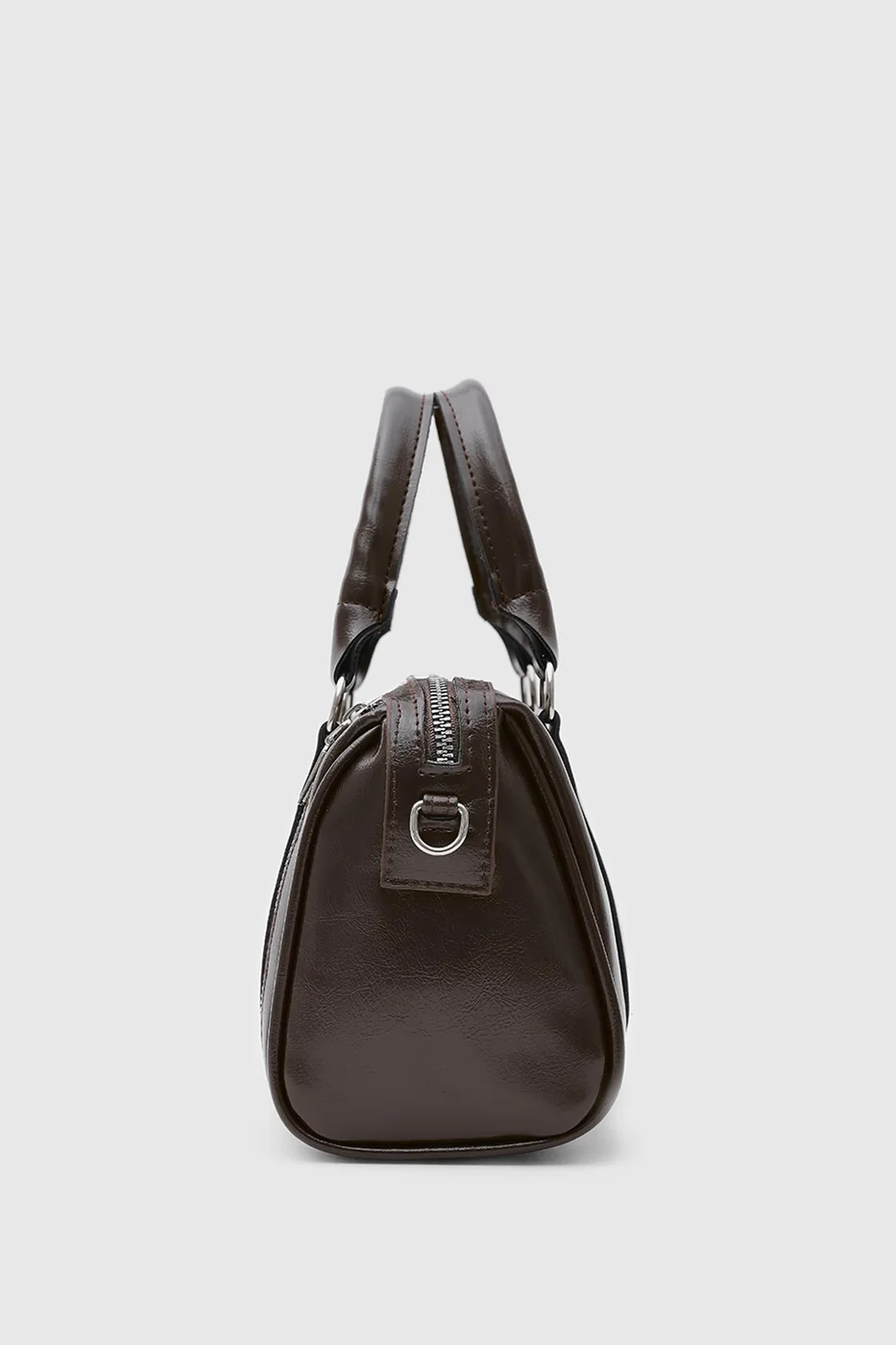 Faux leather crossbody bag for daily use in dark brown