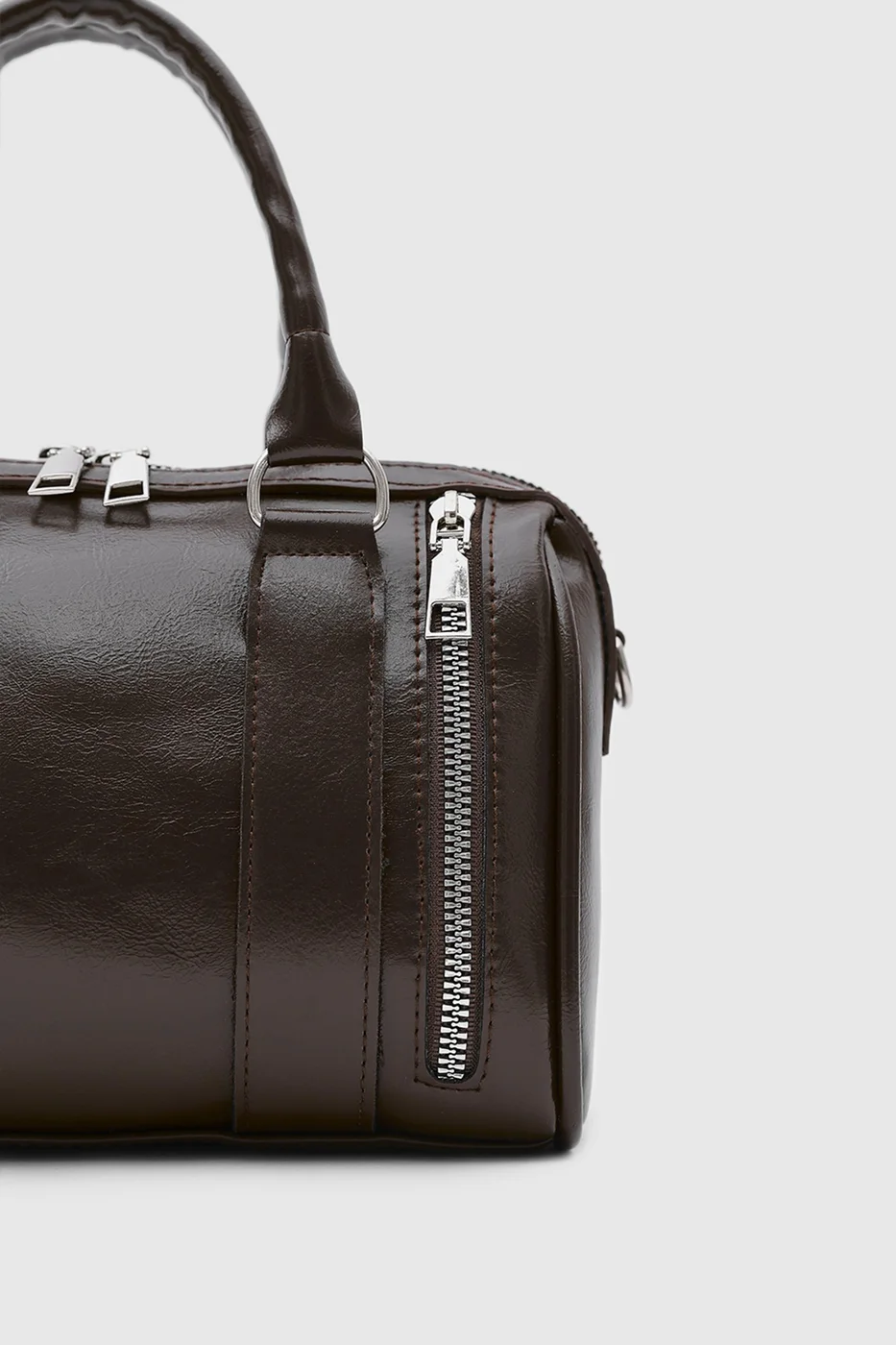 Faux leather crossbody bag for daily use in dark brown