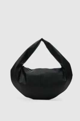 faux leather shoulder bag in black