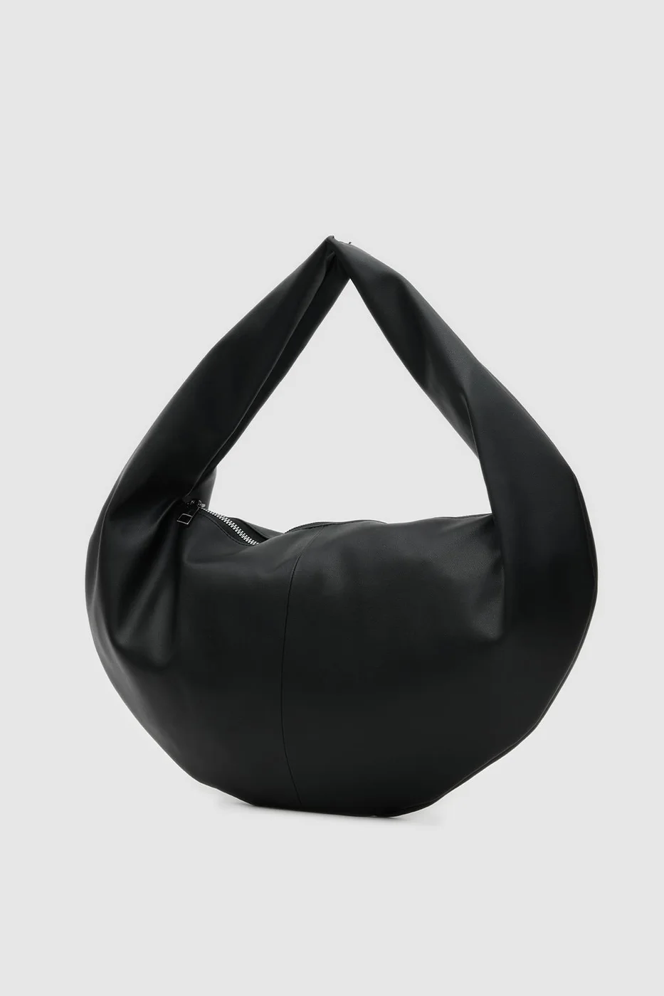 faux leather shoulder bag in black