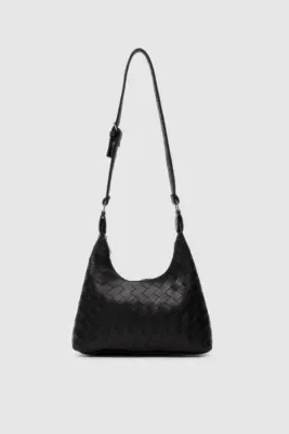 faux leather crossbody bag in black