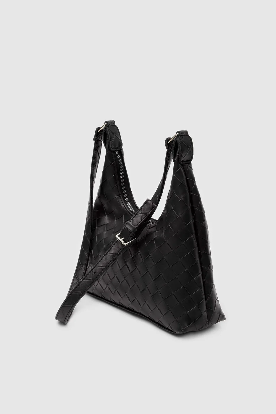 faux leather crossbody bag in black