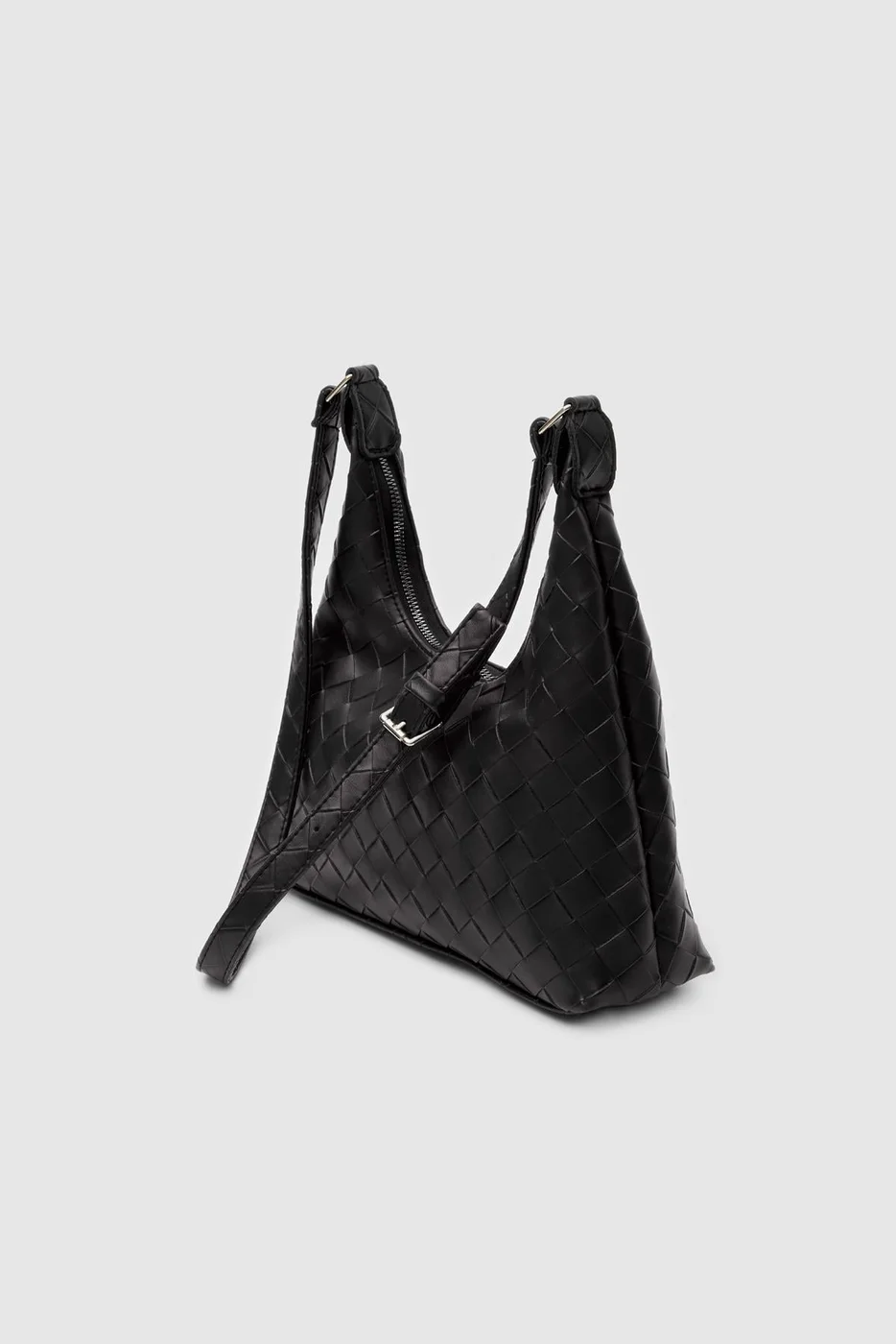 faux leather crossbody bag in black