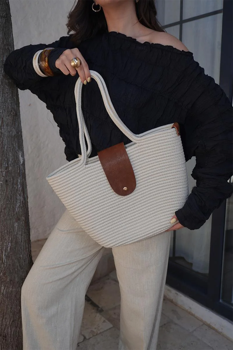 straw tote bag straw tote bag in cream