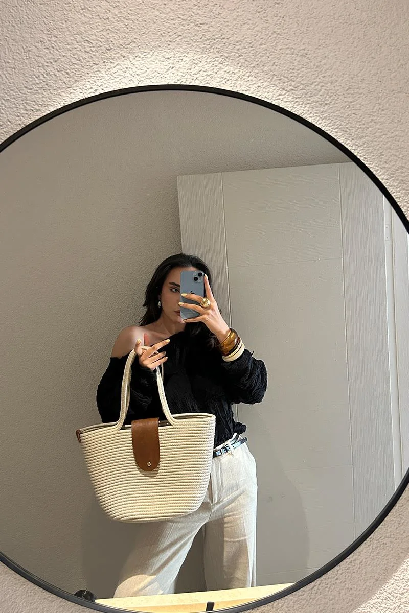 straw tote bag straw tote bag in cream