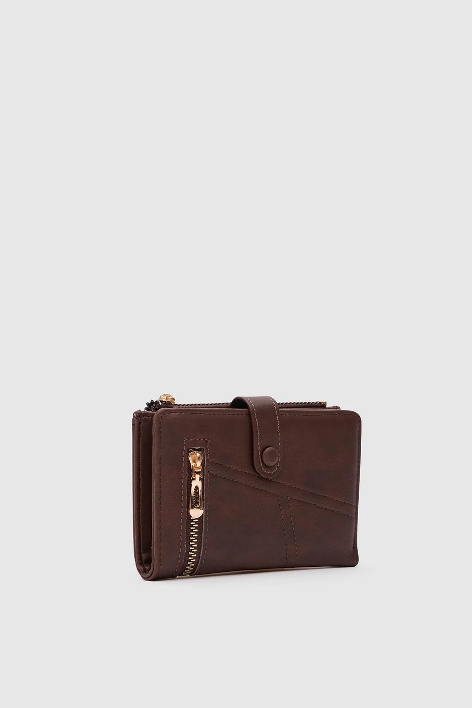 faux leather wallet in dark brown