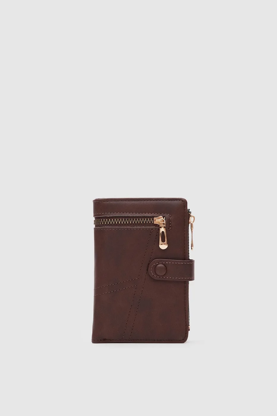 faux leather wallet in dark brown