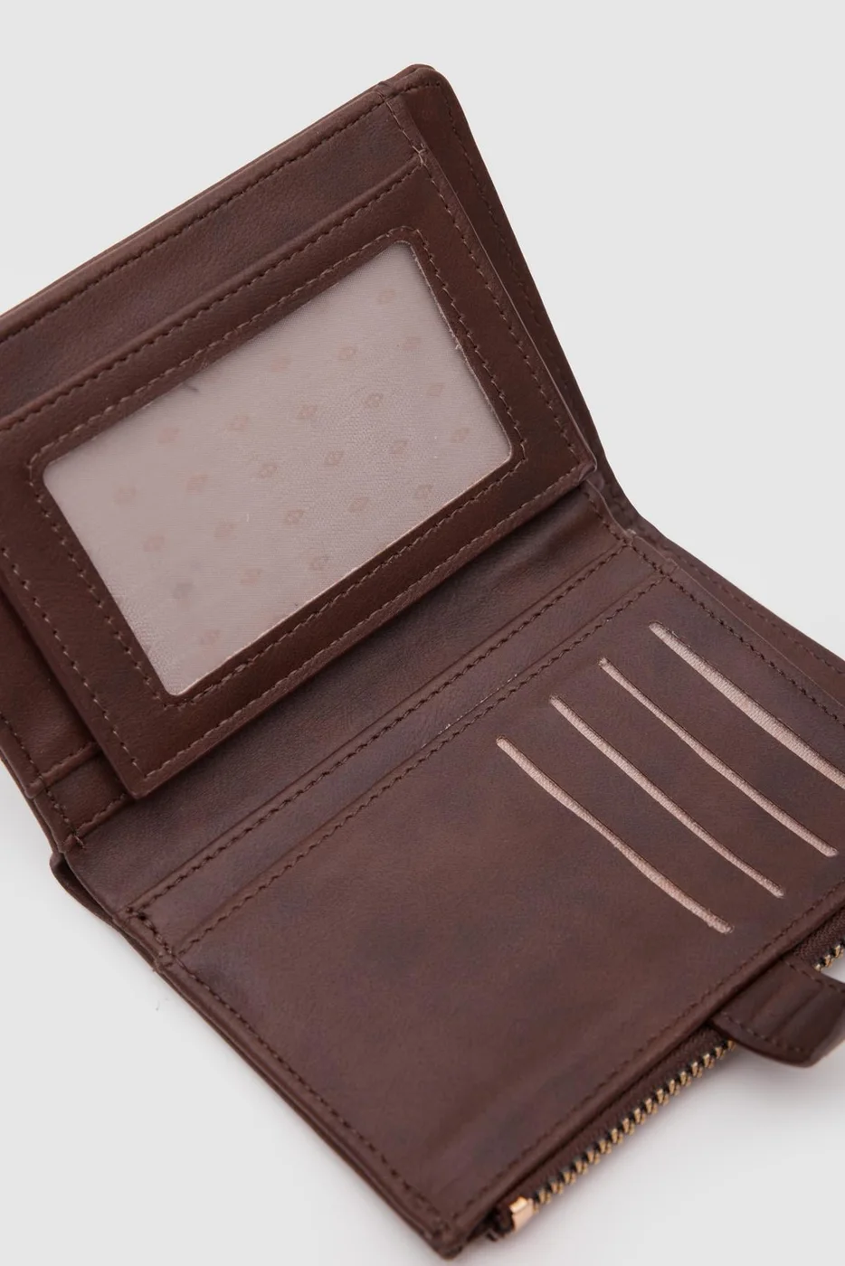 faux leather wallet in dark brown